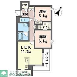 イルアーバン浦和領家 2LDKの間取図画像