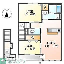 ビブレB 2LDKの間取図画像