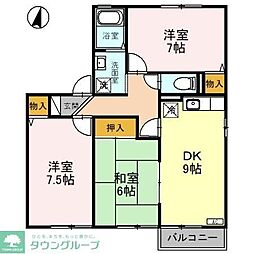 ホワイトハイツ白樺 3DKの間取図画像