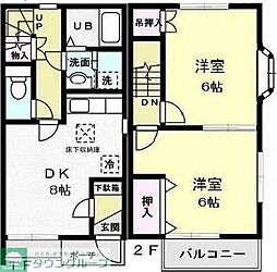 ルボヌールB 2DKの間取図画像
