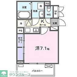 モンマルト 1Kの間取図画像