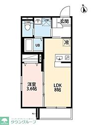 さいたま市西区大字西遊馬アパート 1LDKの間取図画像