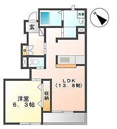 アークガーデンB 1LDKの間取図画像