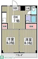 蓮田木下マンション 2DKの間取図画像