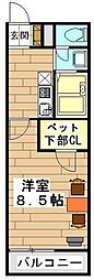 レオパレスエミールプラザ 1Kの間取図画像