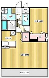 Pamir大成 1LDKの間取図画像