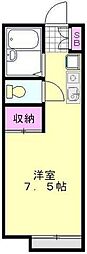 レオパレスボヌール ワンルームの間取図画像
