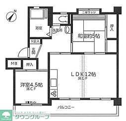 岩槻南平野団地14 2LDKの間取図画像
