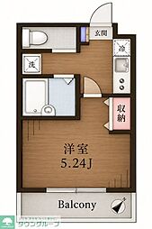 グレイス雷電 1Kの間取図画像