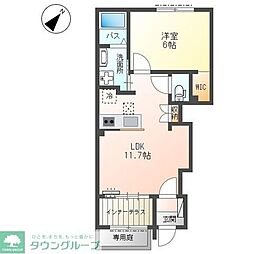 見沼区七里アパート新築工事 1LDKの間取図画像