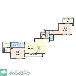 ボヌール新都心 2LDKの間取図画像