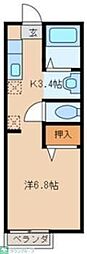 栗原ハイツA棟 1Kの間取図画像