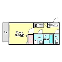 ジーメゾン岩槻本丸 1Kの間取図画像