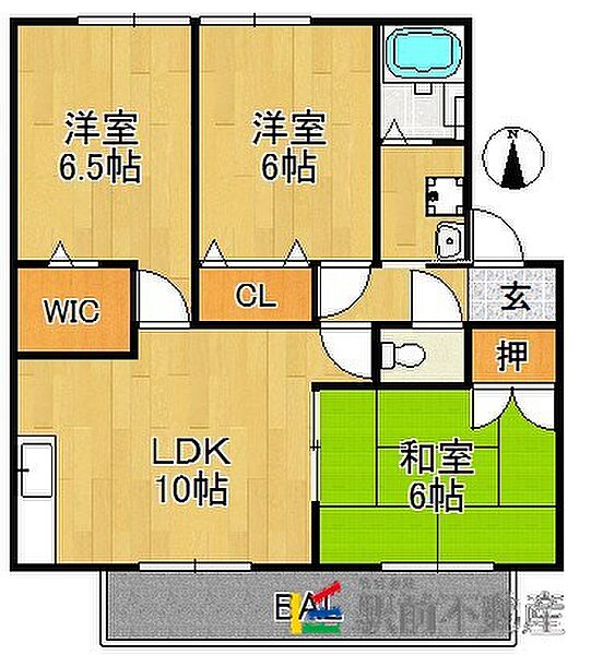 福岡県久留米市江戸屋敷2丁目(賃貸アパート3LDK・2階・63.00㎡)の写真 その2