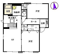 レシデンシア小森野F棟 1階2LDKの間取り