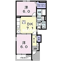 グレイシャス高尾C 2DKの間取図画像