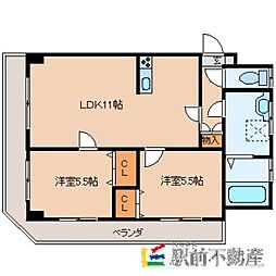 組坂ビル8 2LDKの間取図画像