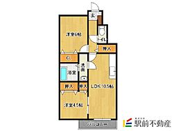 リベルテ1 2LDKの間取図画像