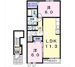 ソーレ1号館 2LDKの間取図画像