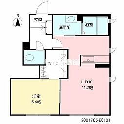 シャーメゾン国分B棟 1LDKの間取図画像
