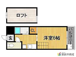 スカイトラス1 1Kの間取図画像