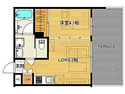 ＫＡＬＥＲＡ　Ｍｏｍｏｙａｍａ　カレラ桃山 1階1LDKの間取り