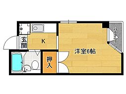 アブニールK 1Kの間取図画像
