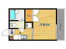 瀬戸畑ハイツ 1Kの間取図画像