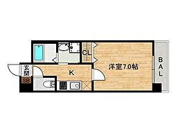 分譲べラジオ雅び京都西院II 1Kの間取図画像