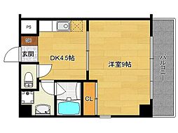 アクアヒルズ 1DKの間取図画像