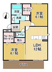 セジュール藍II 1階2LDKの間取り