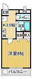壱番館 1階1Kの間取り