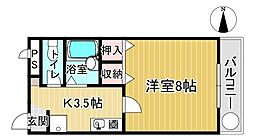 壱番館 2階1Kの間取り
