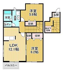アビタシオン勝瑞Ｄ 2階2LDKの間取り