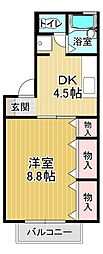 ドミール古川A 1DKの間取図画像