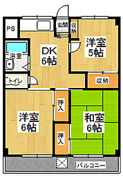 北ノ浜マンション 3DKの間取図画像