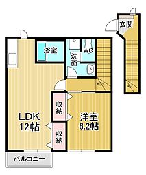 オーブリー鳴門A 1LDKの間取図画像