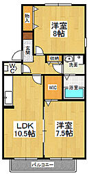メゾン・リヴェールC 2LDKの間取図画像