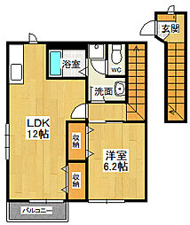 オーブリー鳴門A 1LDKの間取図画像