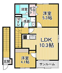 ポルト・ボヌールK II 2LDKの間取図画像