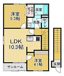 ポルト・ボヌールK II 2LDKの間取図画像