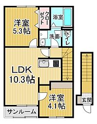 FLAT Y V 2LDKの間取図画像