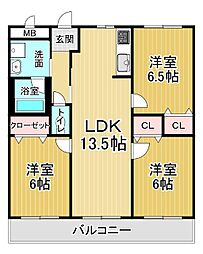 メゾンロワイヤル 3LDKの間取図画像