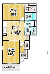 グランデ成長B 2DKの間取図画像