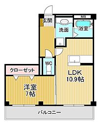 モンプリミエルラシオン 1LDKの間取図画像