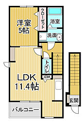 ナリッシュコート 1LDKの間取図画像