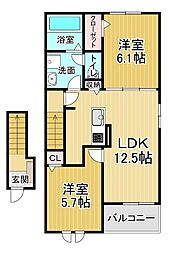 グラン・シエル 2LDKの間取図画像