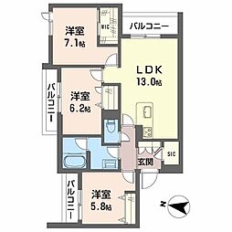シャーメゾン ル リアン 3LDKの間取図画像