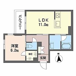 シャーメゾン リアン 深江橋 1LDKの間取図画像