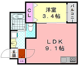 H-maison衣摺III 1LDKの間取図画像
